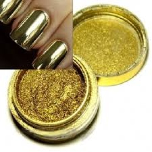 Дзеркальне втирання для дизайну нігтів золото.