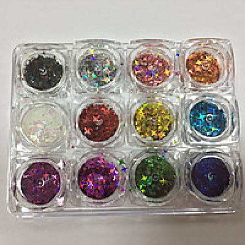 Набор для дизайна ногтей звездочки(цветные),12 шт в упаковке